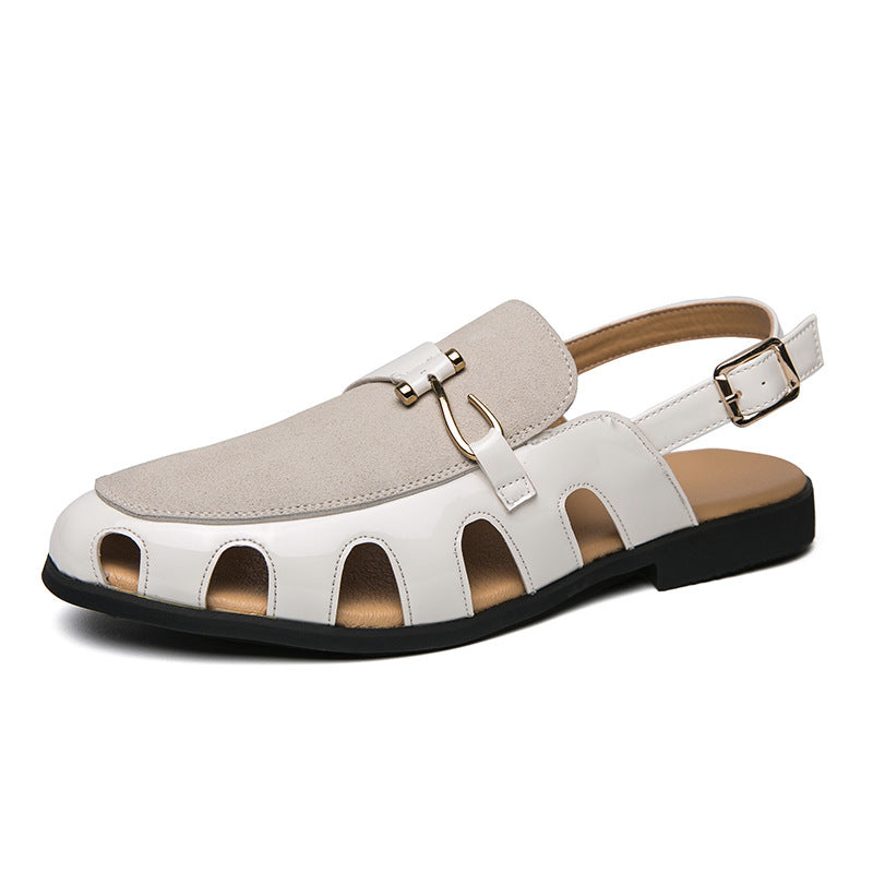 Sandalias de tacón bajo retro transpirables para hombre