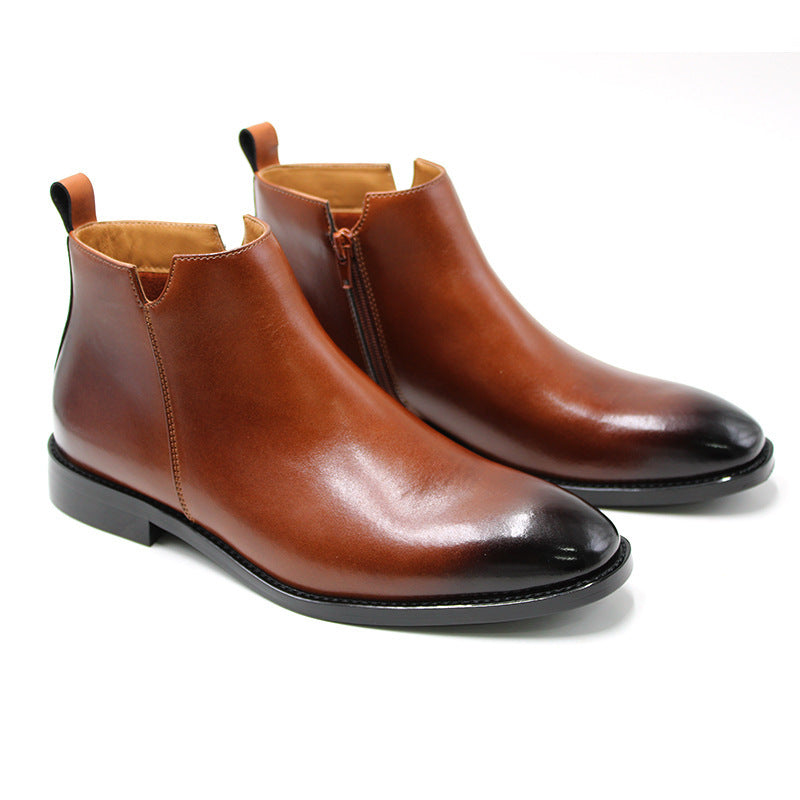 Botas Martin de cuero estilo británico con cremallera lateral para hombre