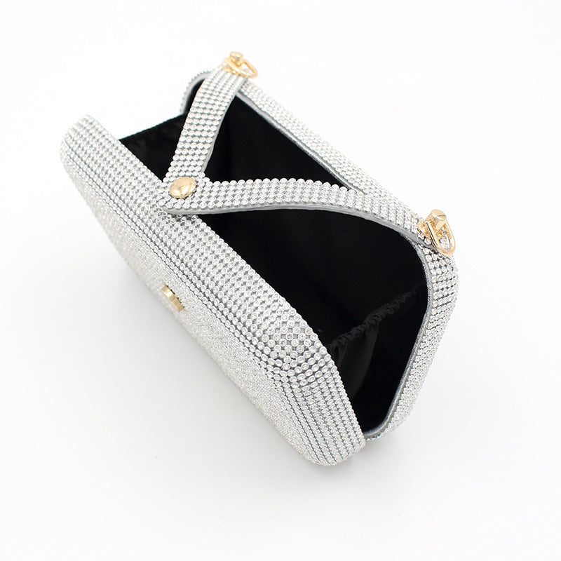 Bolso de noche con forma de V y diamantes para mujer