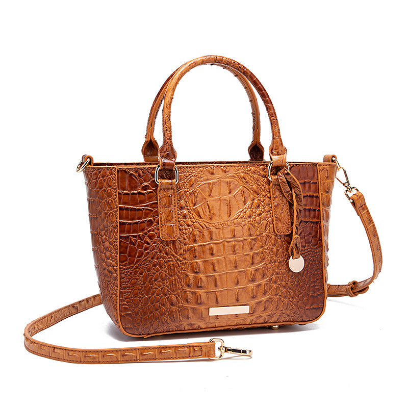 Women's Fashion Retro Brahmin Crocodile Pattern Portable Underarm Messenger Bag