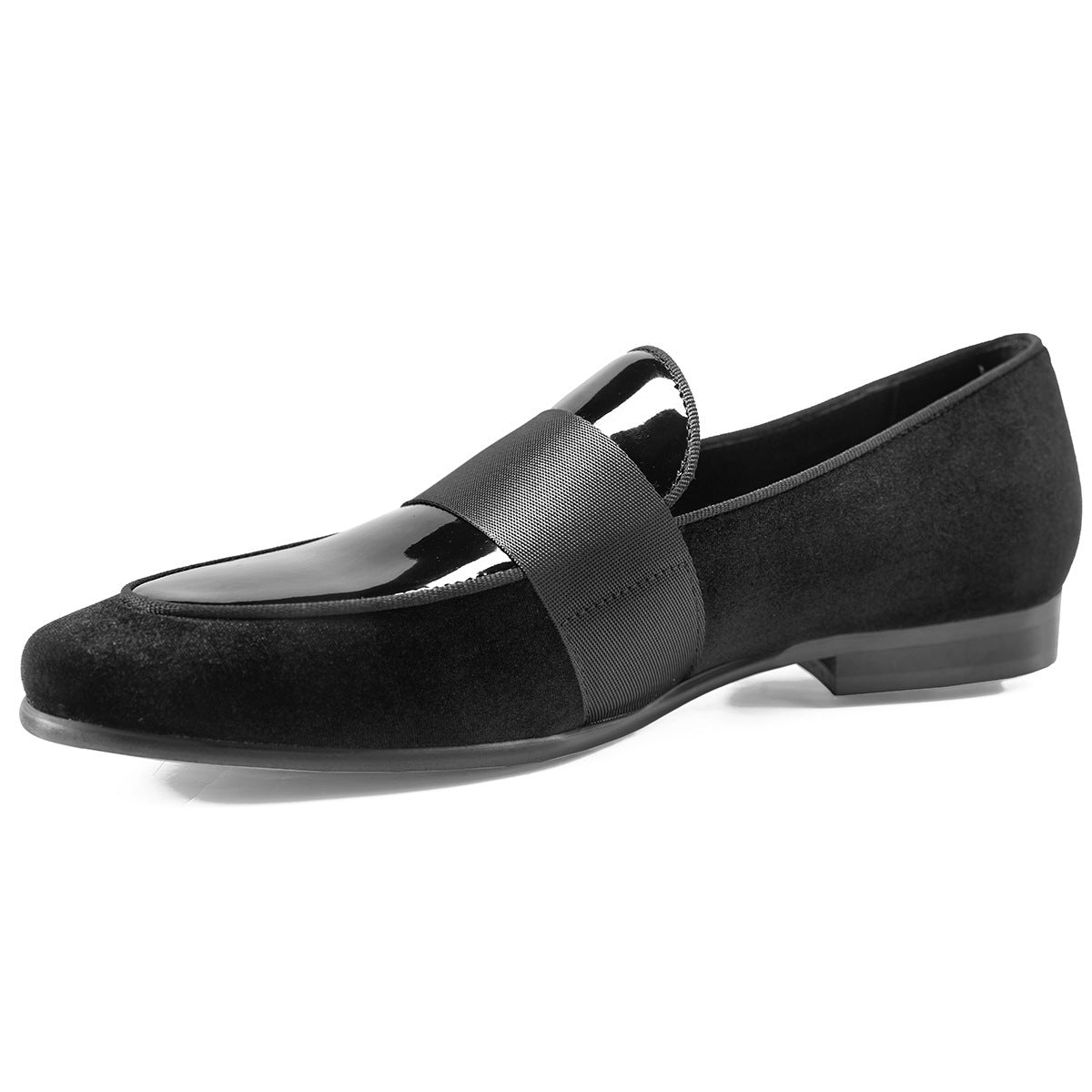 Velvet Patent Leather Korean Loafers Business Casual Leather Round Shoes