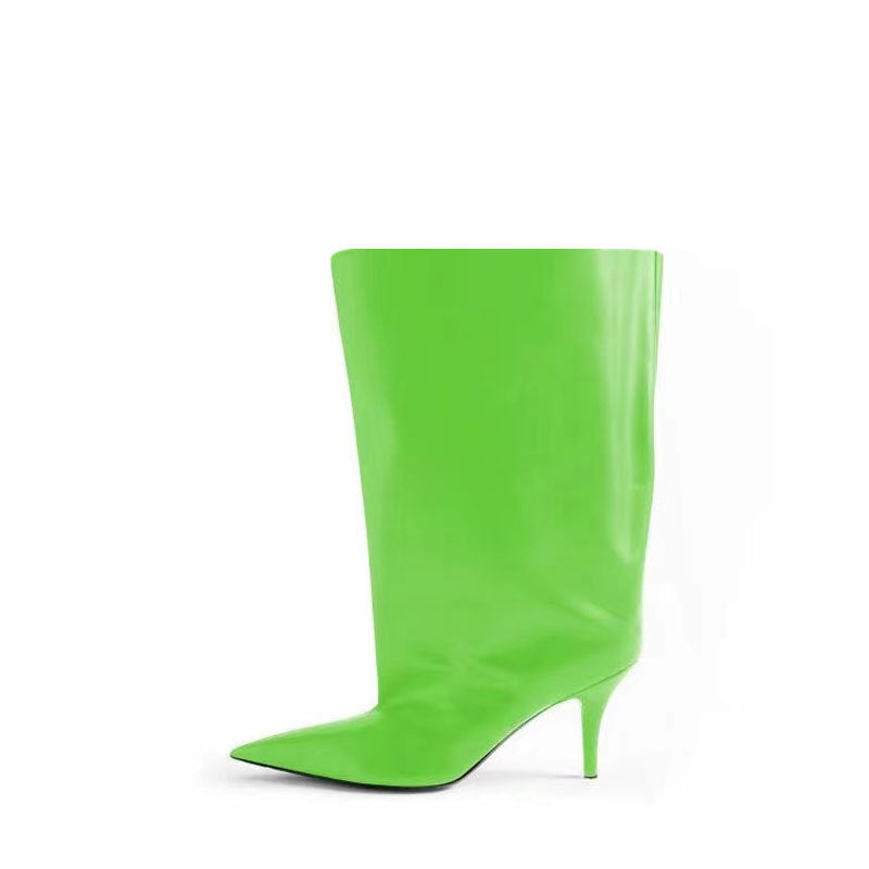 Catwalk Pointed-toe Super High Heel Patent Leather Upper-wrapping Boots