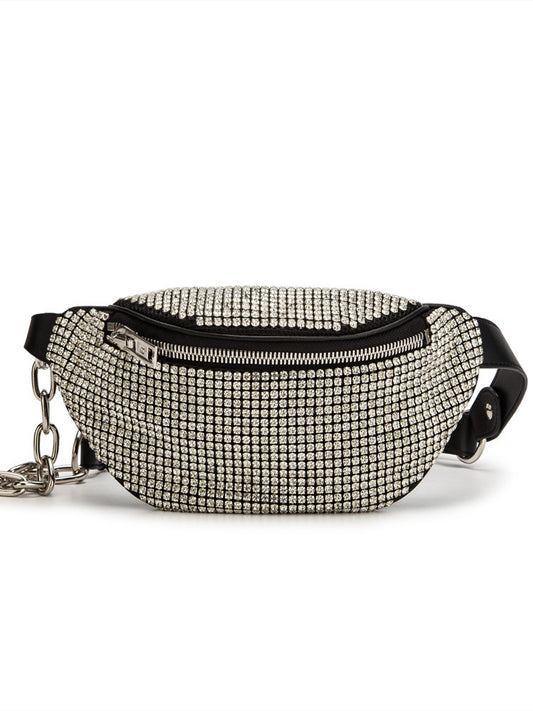 Sparkling Diamond Chain One Shoulder Crossbody Bag