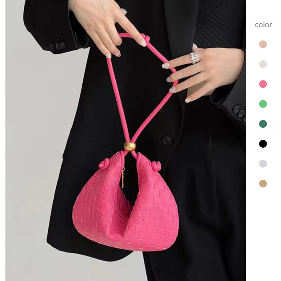 Bolso trenzado con bolitas doradas pequeñas Bolso de mujer con borde cruzado Bolso BV para axilas Bolso para mujer Minoría femenina