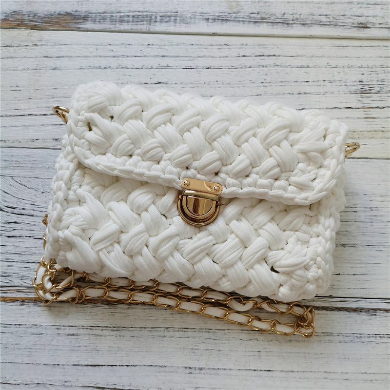 Sac à bandoulière fait main en tissu crocheté, petit sac à tricoter parfumé