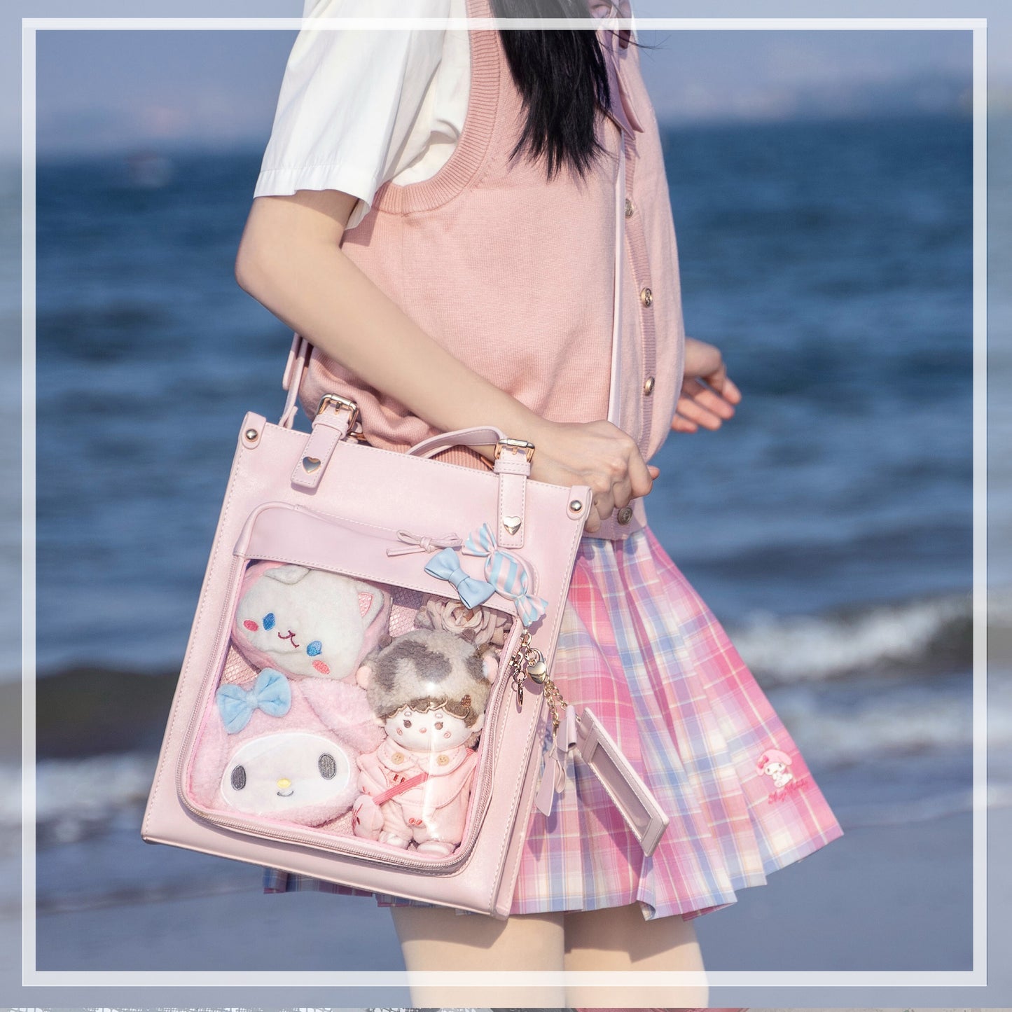 Cute Candy Bow Candy Heart Pain One Shoulder Bag