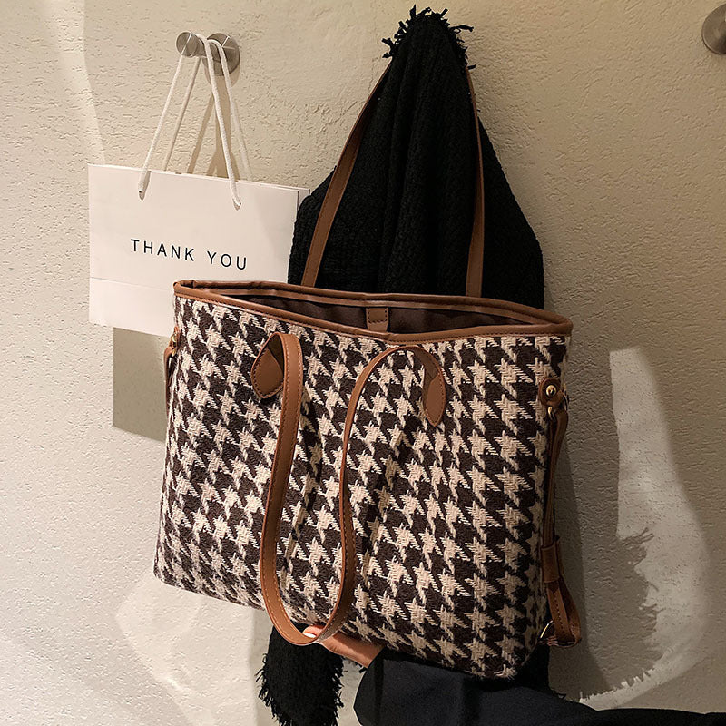 Sac populaire de grande capacité pour femme Tide Houndstooth