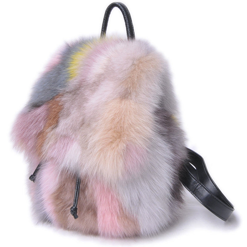 Trendy Casual Fur Handbags Fox Fur Real Hair Backpack