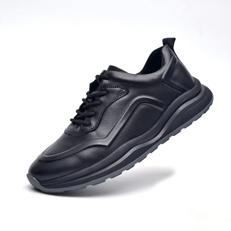 First Layer Cowhide Soft Bottom Running Shoes Leather Sports