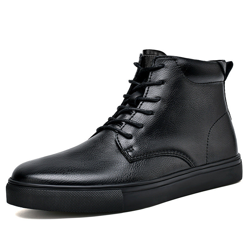 Botas Martens planas informales de piel de vaca para hombre, de caña alta y talla grande