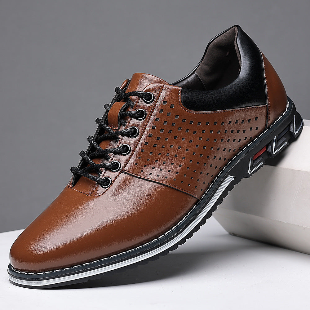 Plantilla que aumenta la altura, versátil, para hombre, nuevo estilo británico, zapatos casuales de cuero coreanos para otoño