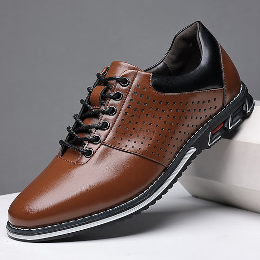 Semelle intérieure rehaussante polyvalente pour hommes, chaussures décontractées en cuir coréen de style britannique d'automne