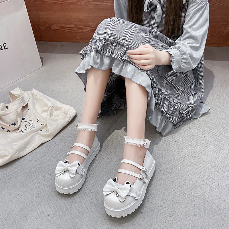 Round Toe Bow Lolita Jk Small Leather Shoes