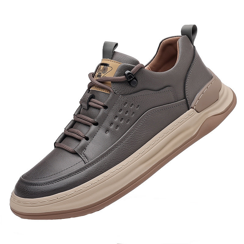 Autumn New Men's Leather Breathable Soft Sole Sneakers