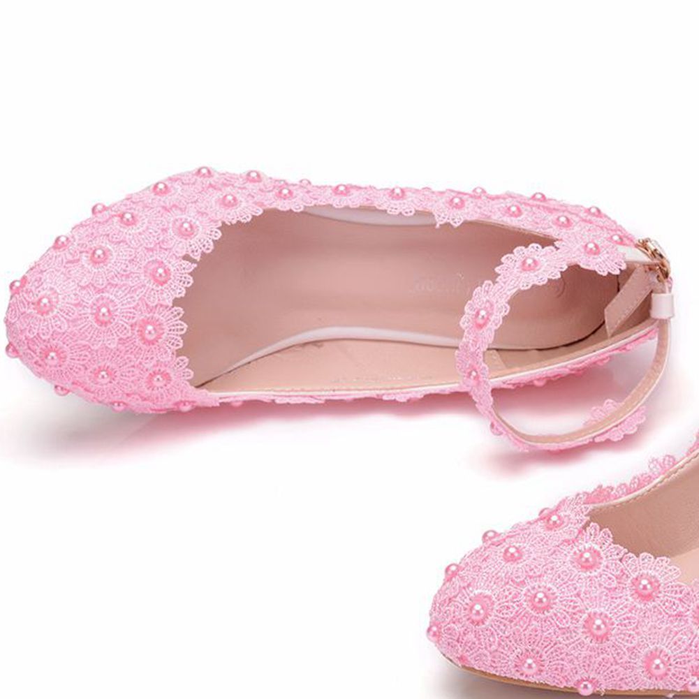 Chaussures de mariage en dentelle blanche pour femmes