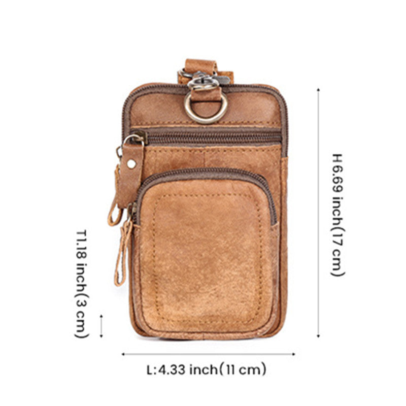 Men's Retro Leisure Sports Cattle Leather Waist Bag