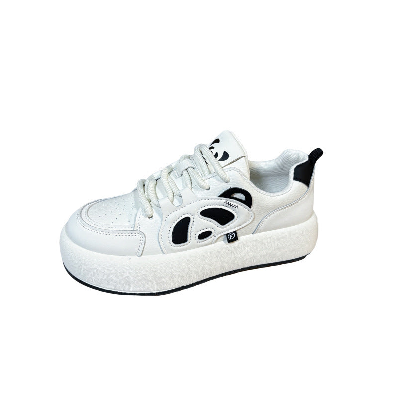 Zapatillas de deporte con plataforma antideslizantes, deportivas, informales, en blanco y negro, cómodas, transpirables, con cordones, color blanco