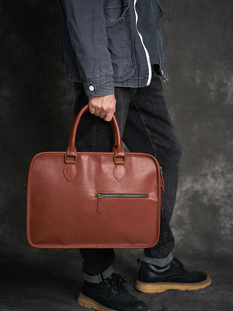 The First Layer Of Cowhide Horizontal Handbag Men Retro