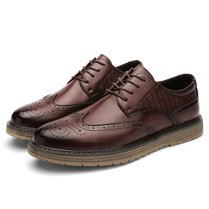 Zapatos de cuero para hombre, zapatos casuales tallados para hombre