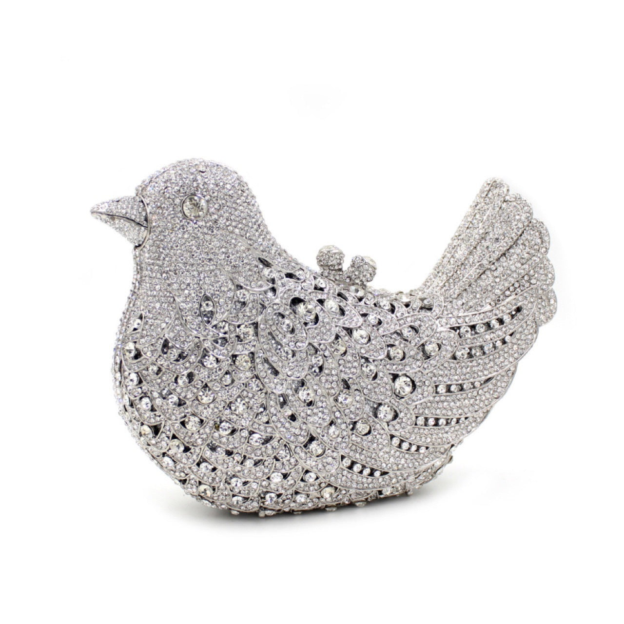 Sac à dîner avec strass et bijoux en forme d'oiseau et de colombe de la paix