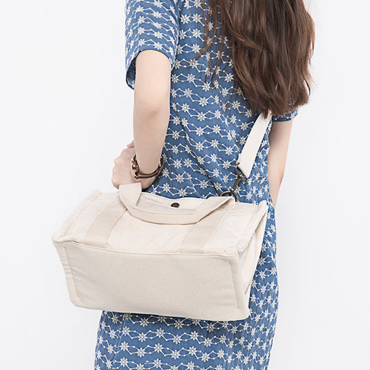 Sac en toile blanc simple et décontracté pour femme, section horizontale