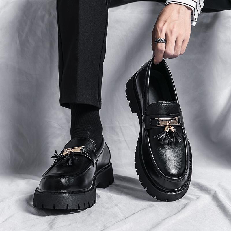 Men's Shoes British Style Black Leather Shoes