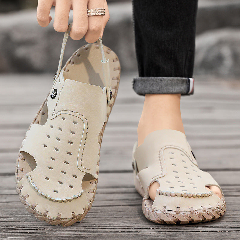 Chaussures de plage d'extérieur antidérapantes cousues à la main pour hommes