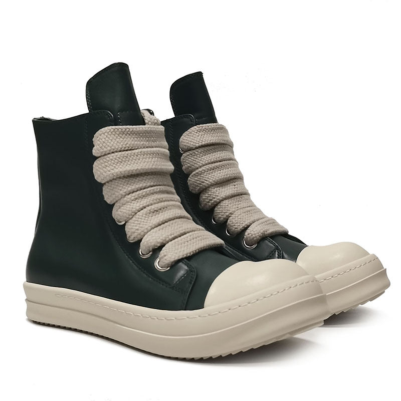 Zapatos de cuero de caña alta, zapatillas deportivas para hombre, botas cortas de cuero informales para mujer, zapatos de pareja de talla grande