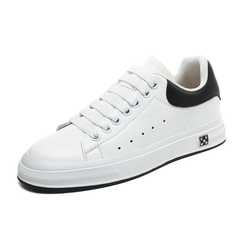 Zapatos casuales de suela suave de cuero blanco de moda para hombres