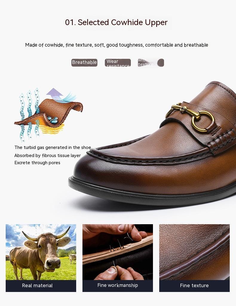 Zapatos de hombre de primera capa de piel de vaca con suela suave y estilo informal de negocios