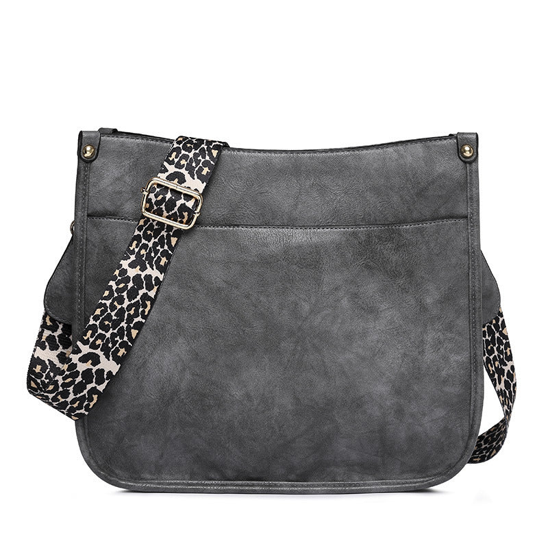 Bolso bandolera informal de piel sintética con estampado de leopardo y correa para el hombro, bolso de mano de gran capacidad, diseño minimalista