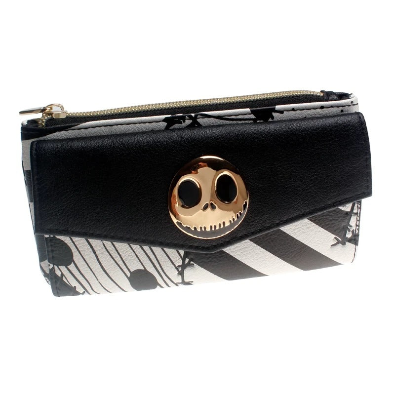 Cartoon Wallet Skull Long Buckle Wallet PU Leather Fashion Clutch