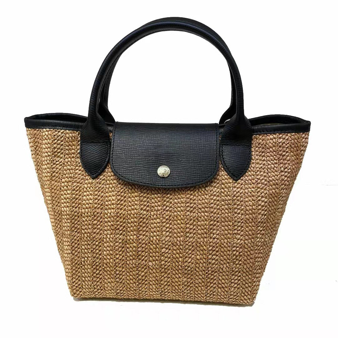 Sac fourre-tout à bandoulière oblique en paille pour femme