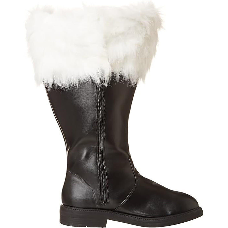 Bottes de Noël en peluche blanche pour vieil homme Halloween