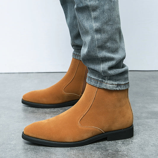 Bottines montantes décontractées en daim Chelsea pour hommes, tendance britannique