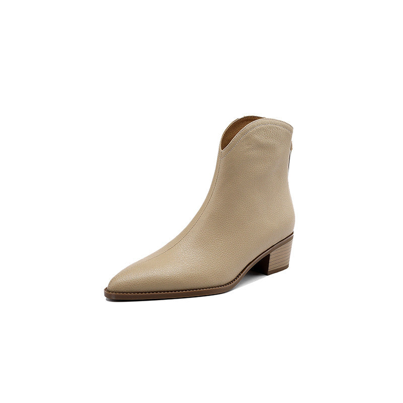 Bottines simples de couleur unie et nude pour femmes