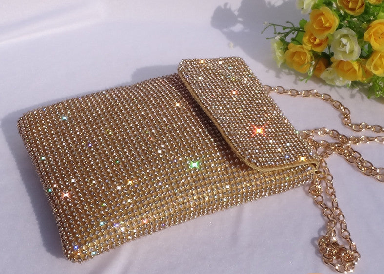 Bolso bandolera vertical sencillo con diamantes de imitación para mujer, combinable con todo