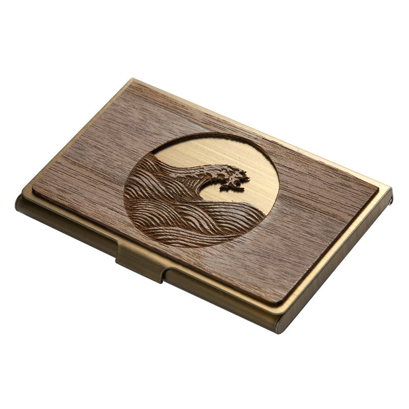 Custom Lettering Creative Stainless Steel Wooden Business Card Case