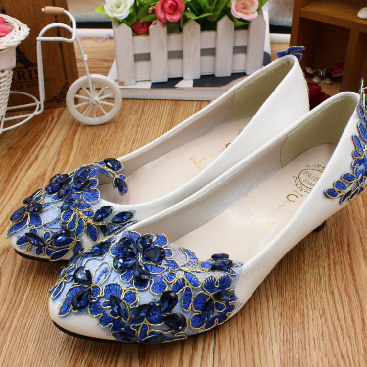 Women's Fashion Low Heel Soft Leather Wedding Bridesmaid Shoes