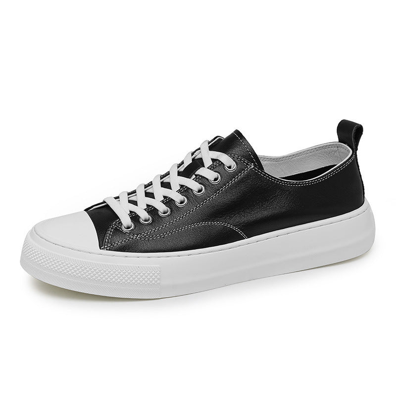 Zapatos de skate deportivos informales de piel de vaca con suela blanda para hombre