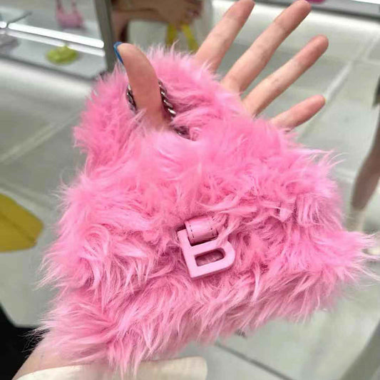 Sac fourre-tout diagonal à une épaule en peluche couleur bonbon