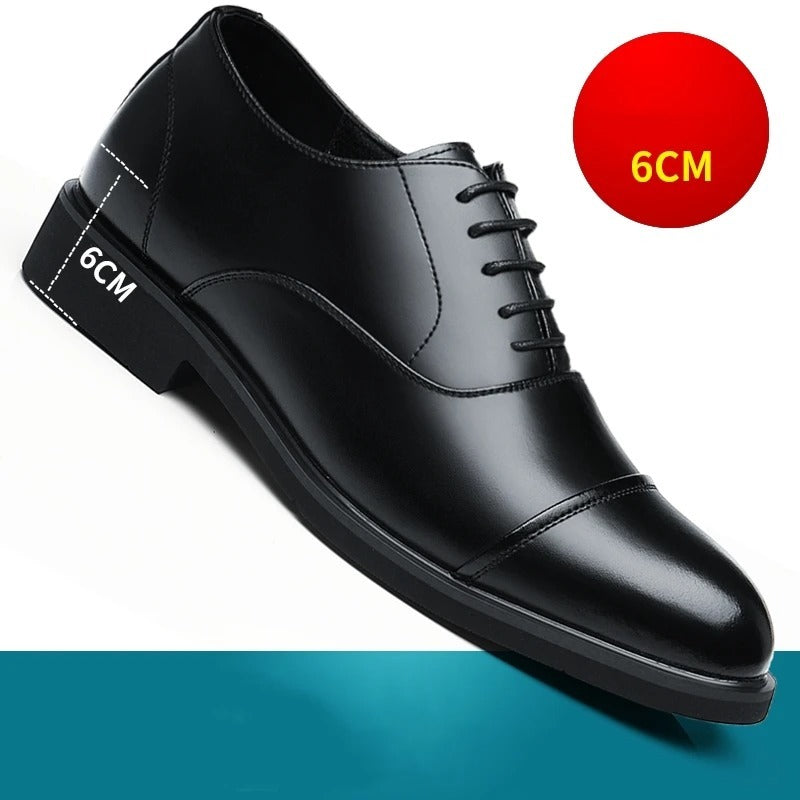 Chaussures en cuir pour hommes, semelle intérieure rehaussante, chaussures de mariage à bout pointu