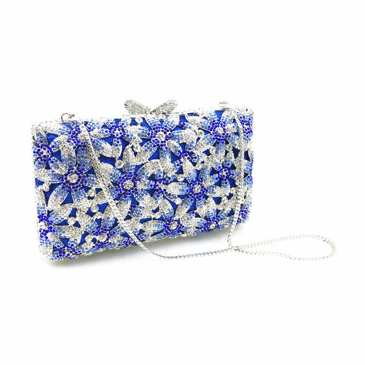 Cartera de cena con diamantes de imitación y flores estilo boutique europeo y americano