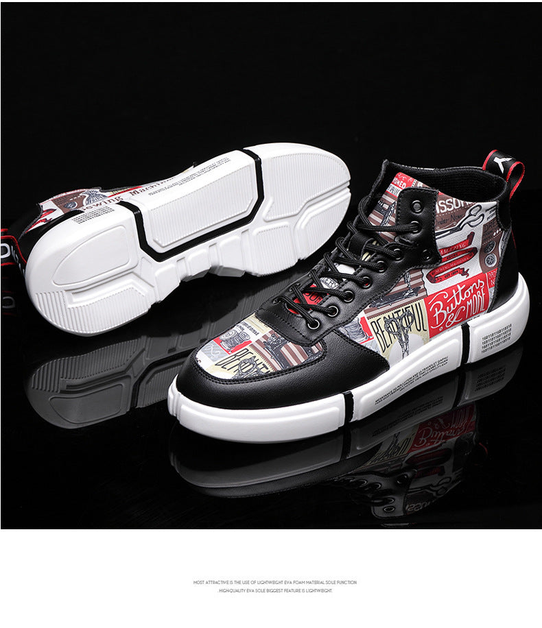 Color Printing Casual Breathable Sports Platform Board Shoes