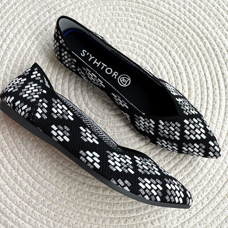 Comfortable Women's Shoes Shallow Mouth Pointed Flying Woven Pumps