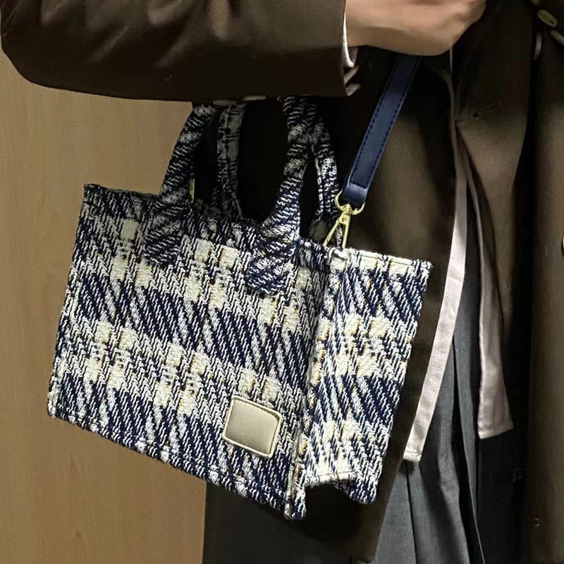 Sac à main à une épaule à carreaux pour femme