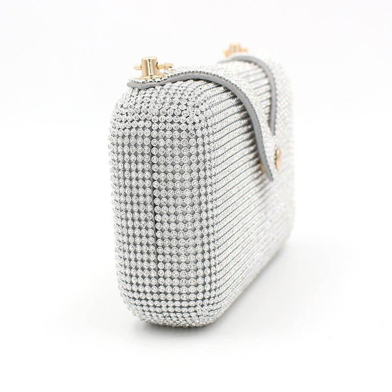 Bolso de noche con forma de V y diamantes para mujer