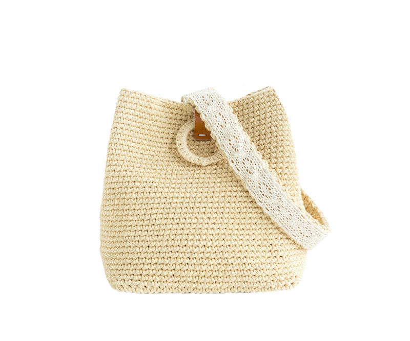 Bolso cuadrado simple y puro Bolso de crochet hecho a mano