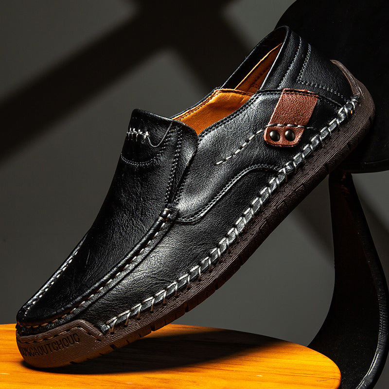 Zapatos planos de cuero hechos a mano para exteriores para hombres