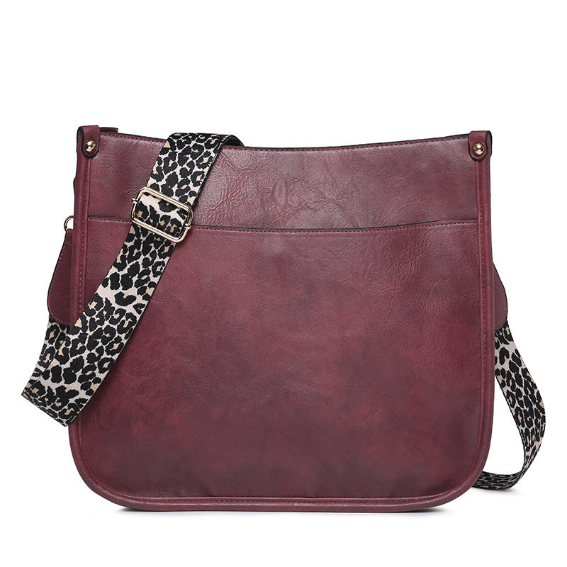 Bolso bandolera informal de piel sintética con estampado de leopardo y correa para el hombro, bolso de mano de gran capacidad, diseño minimalista